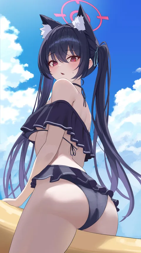 Serika sitting on a banana (rianya07) [Blue Archive]