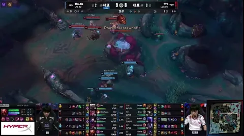 [T1 vs BLG] lnsane Baron call and Faker Triple kill