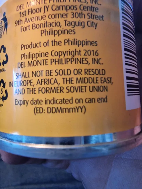 My mango drink can't be sold in countries of the former Soviet Union (among others).