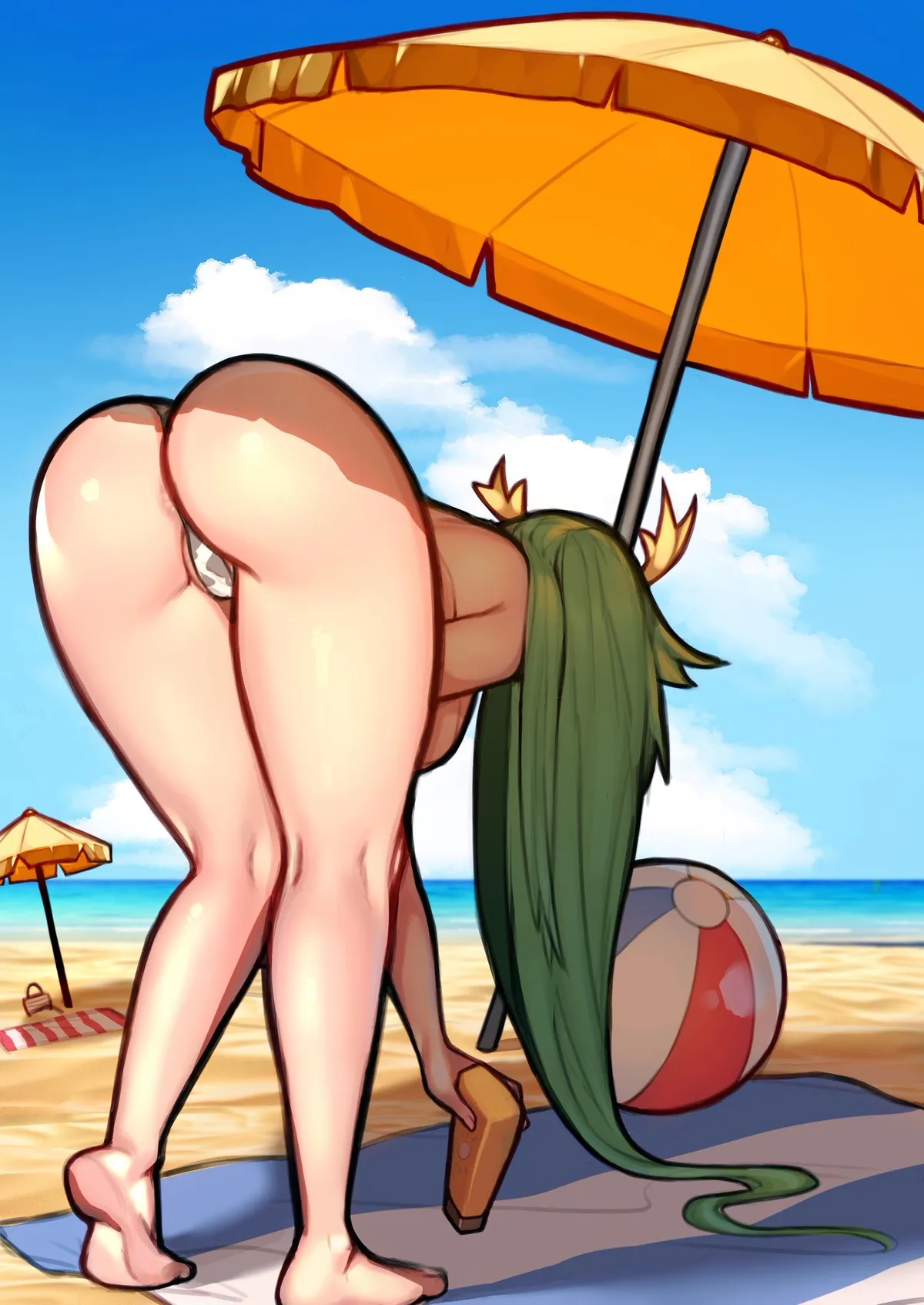 Palutena in a tiny cow bikini that well shows off her long legs, thick thighs and big booty (mariezone)