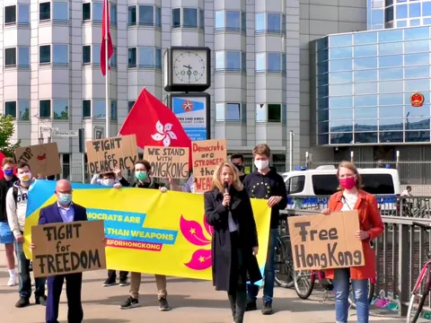 In front of the Chinese Embassy in Berlin