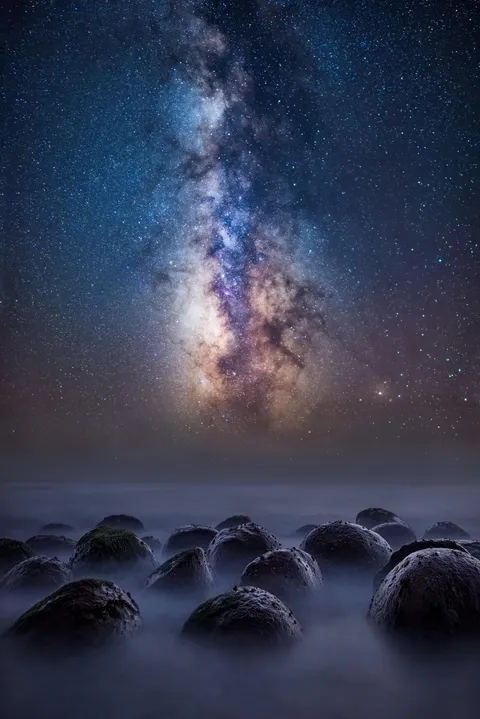 The Milky Way above "alien eggs" in Northern California