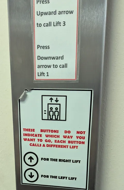 The lift buttons don't indicate your direction of travel.