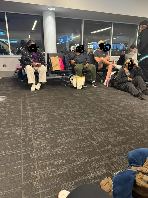 When people at the airport terminal are sitting on the floor but your bags take priority.