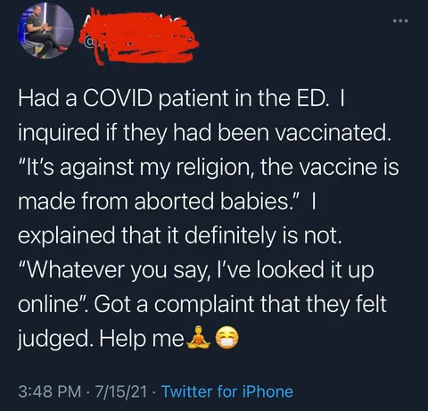 “The vaccine is made from aborted babies”