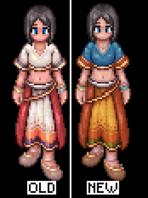 We decided to change the color scheme of our main character's sprite. Feedback is very appreciated!