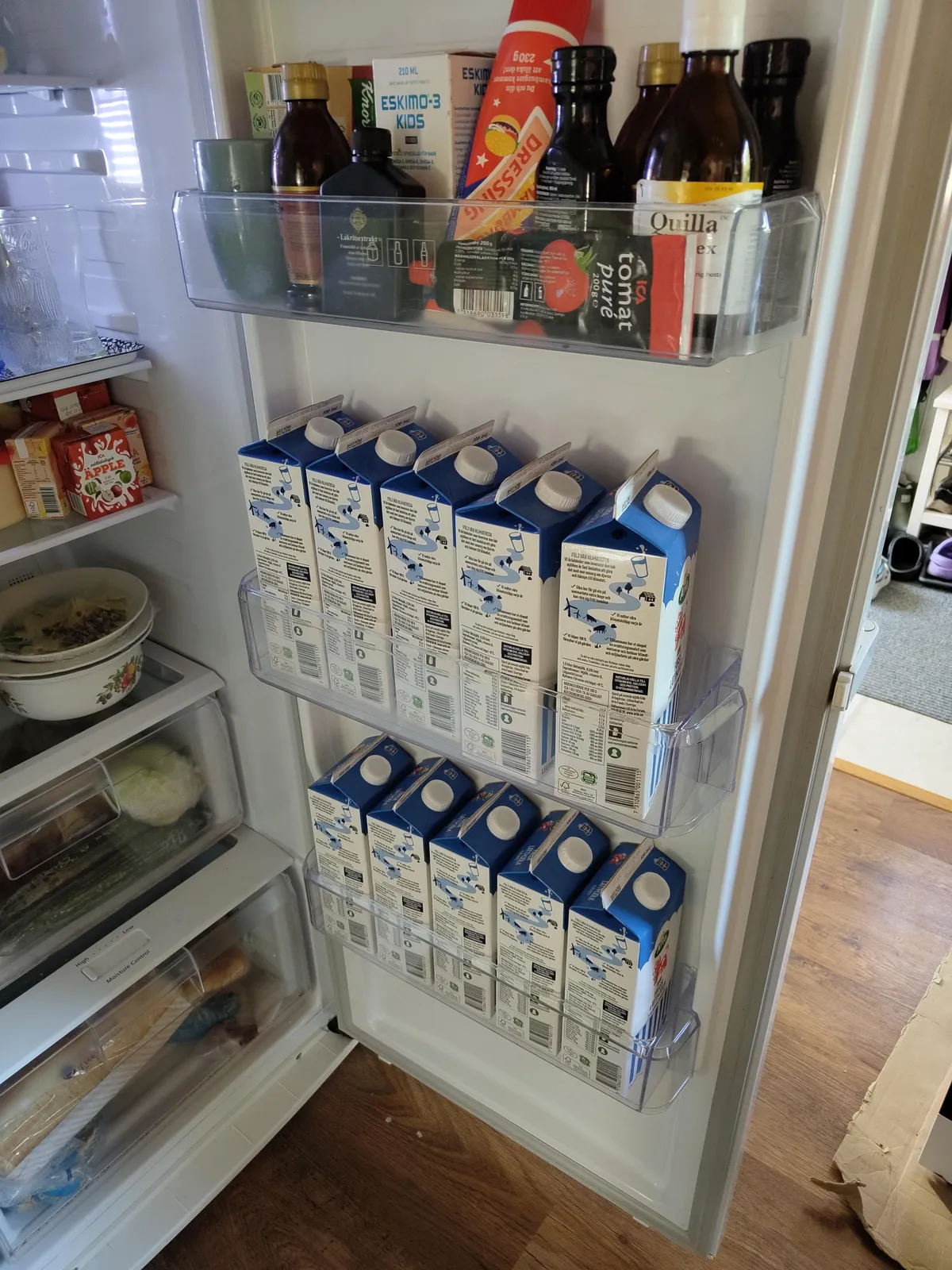 The amount of milk my mother goes thru in a week.