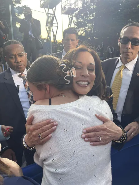 Kamala Harris giving me a hug at the Presidential Campaign in Ripon, WI