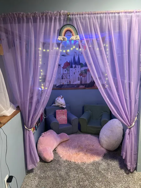 I made my girls a cozy reading nook- we call it the snuggery.