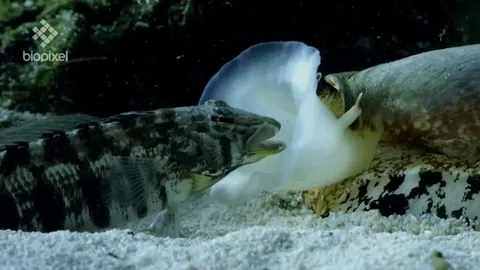 The geographic cone snail releases insulin into the water to stun its prey, then moves in to engulf and harpoon the fish with deadly neurotoxins.
