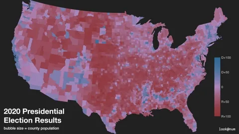 2020 Presidential Election Results in Bubbles (continental U.S.) [OC]