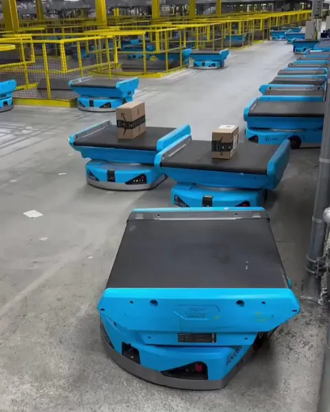 Two Amazon robots with equal Artificial Intelligence