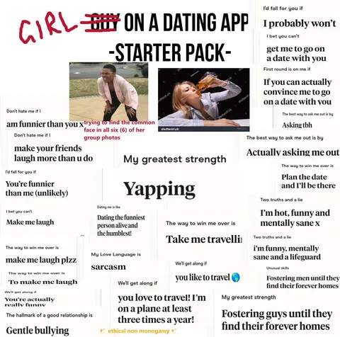 Girl on dating app starter pack