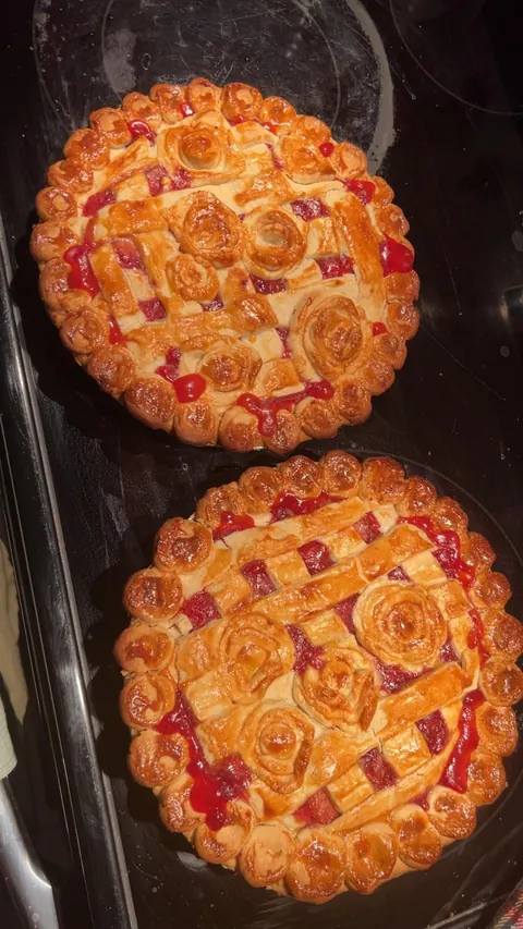 Made these awesome pies. They weren't cooked enough so I put them back in the oven just a little bit too long.