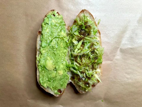 Mortadella, mozzarella, and avocado on [homemade] sandwich roll