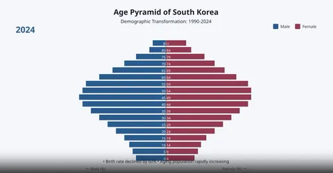 Population implosion is real!! Aging Population in South Korea 1990 - 2024