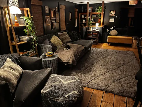 My downstairs living room, kitchen, entry way, music room and bathroom