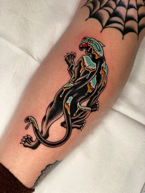 Chrome dripped panther by Chelstine Clibourne(me) at 454 Tattoo in San Diego, CA 
