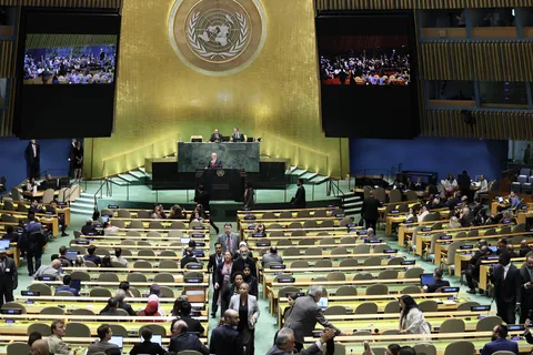 OC: Delegates walk out of the UNGA as Israeli PM Netanyahu speaks