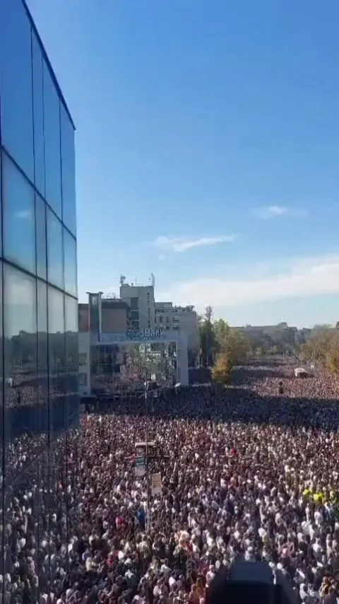 Serbia: Over 100k people standing in complete silence for 16 minutes.