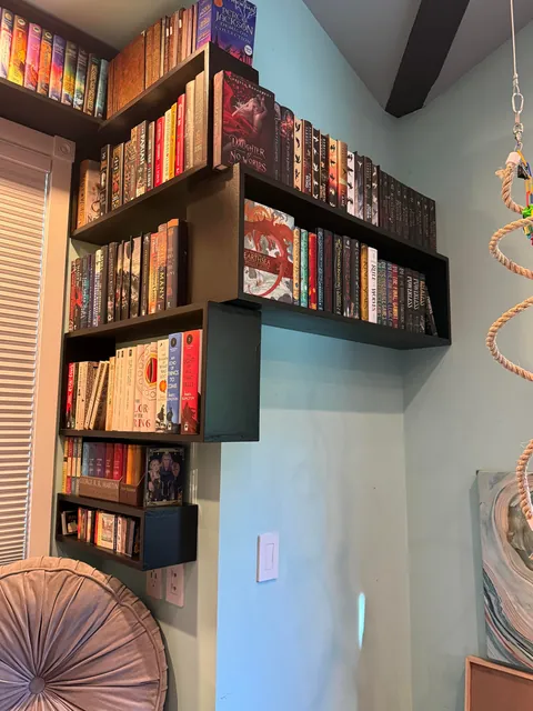 My fully custom bookshelf I built with my dad from scratch!