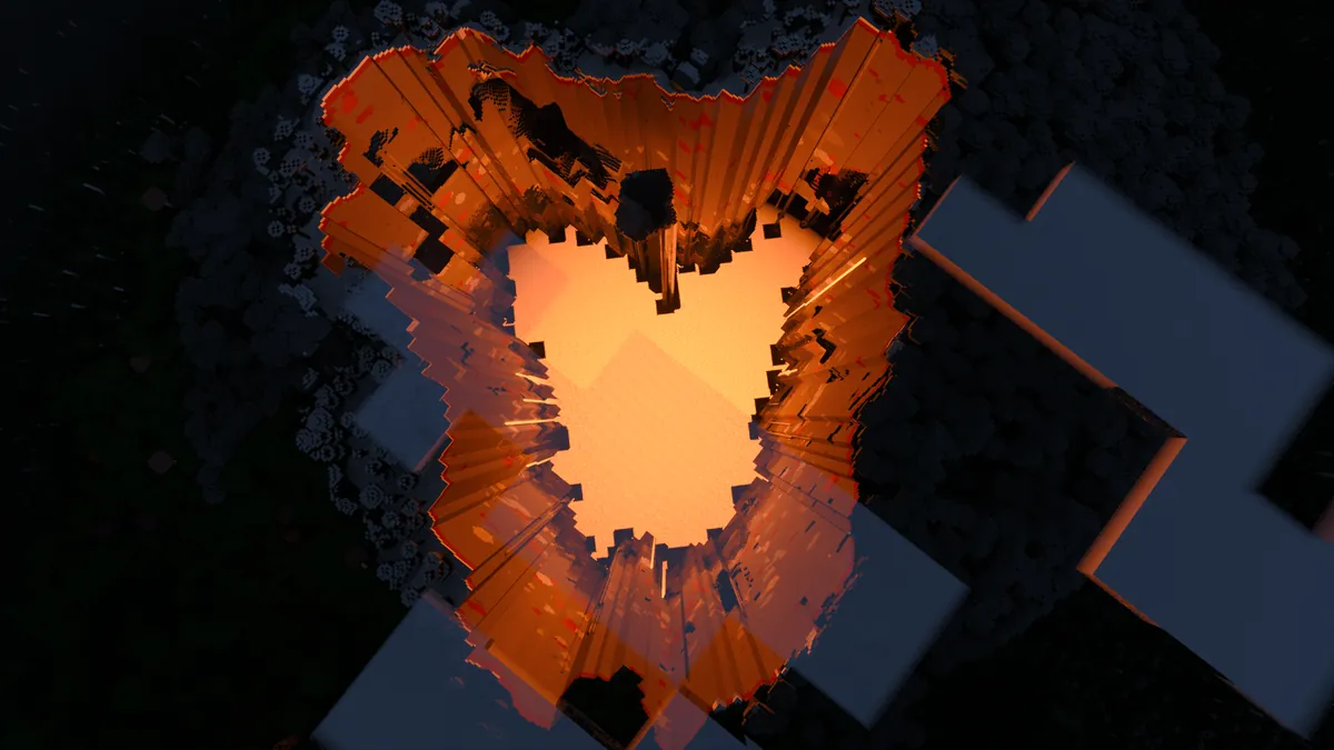 15000000 blocks away from spawn, i found this HUUGE hole, its so big it lights up the clouds.