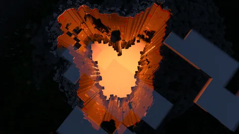 15000000 blocks away from spawn, i found this HUUGE hole, its so big it lights up the clouds.