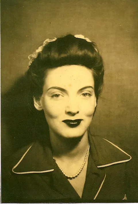 My grandma at 16, in 1943. She said she used to go to a photo booth and have a photo taken every time she had her hair done and liked the way it looked .
