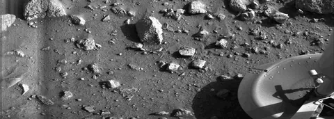 This is the first image from the surface of Mars, captured by Viking 1 on July 20, 1976.