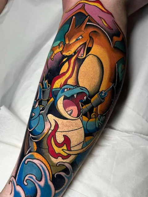 Charizard Vs Blastoise, Minor Ink, Manchester. What an artist!
