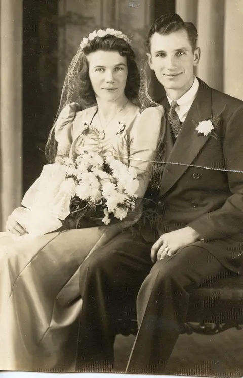 My great grandparents on their wedding day, 18 days before Pearl Harbor. She was 22, he was 20. Both lived into the next century.