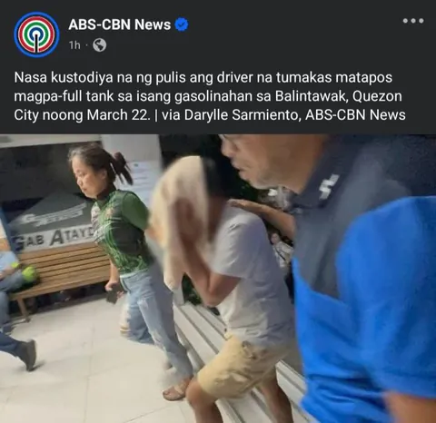 SAAN AABOT ANG FULL TANK MO? Suspect in 'gas-and-run' incident in Quezon City now in police custody