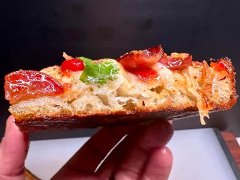 [Homemade] Sweet Chinese Sausage and Peppers Detroit Style Pizza