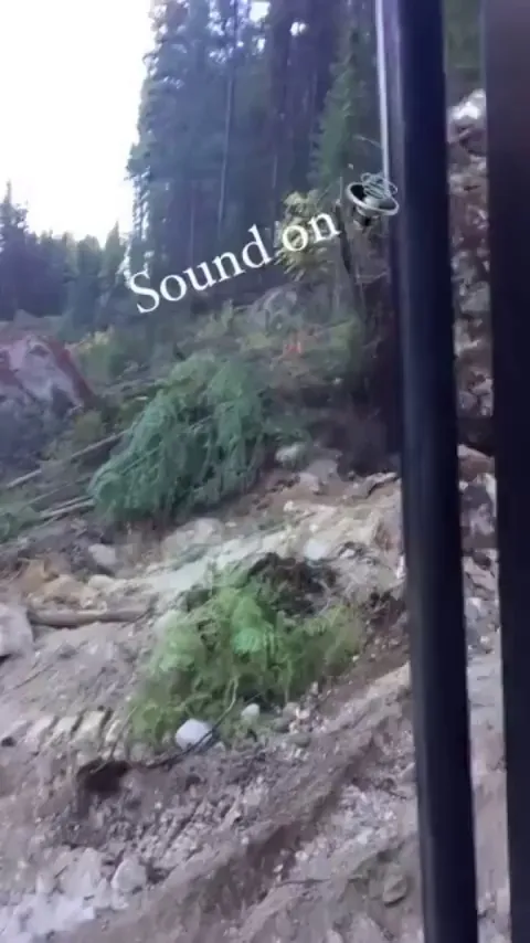 Huge rock rolling down the mountain 