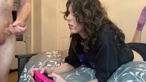 He always cums on me when I'm playing my games (compilation)
