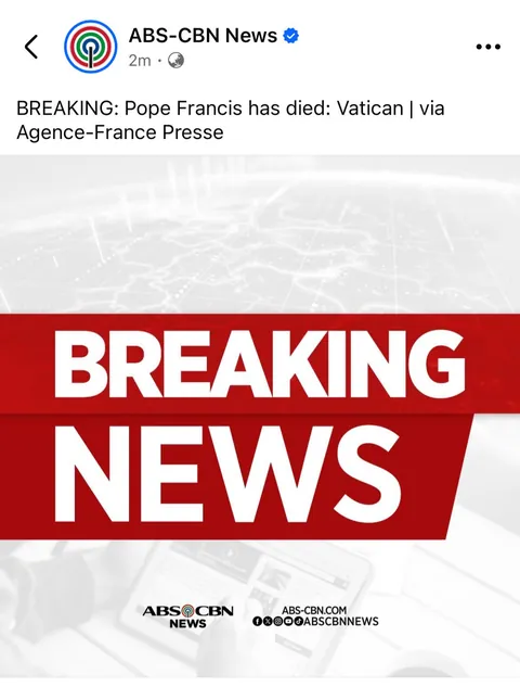 Breaking News: Pope Francis has died 🙏