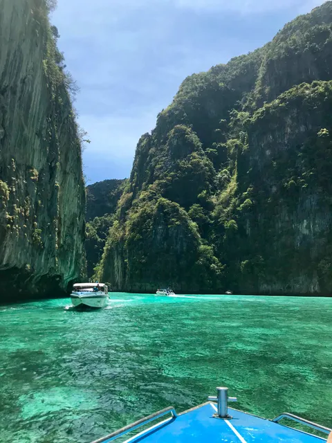 Boating by the Phi Phi Islands off the coast of Phuket. Must be one of the most photogenic places on earth
