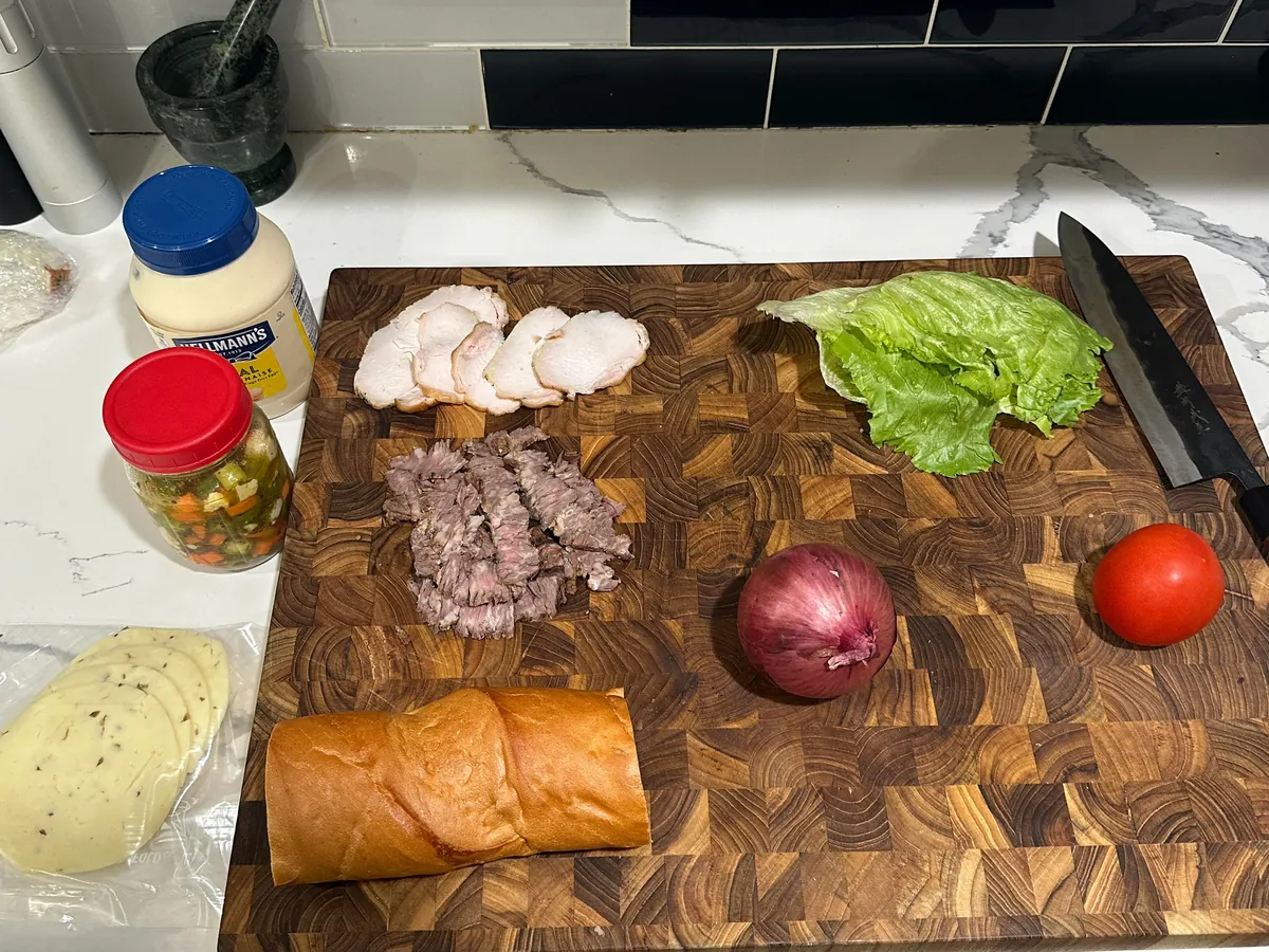 [homemade] steak and turkey sub