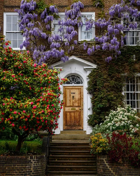 Townhouse entrance in Holland Park, Kensington, London, UK.