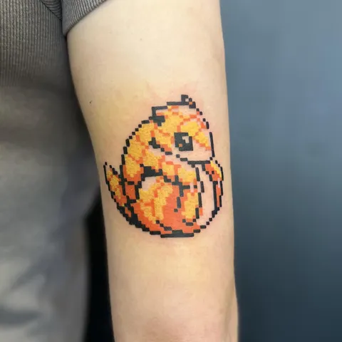 Sandshrew pixel tattoo by dripontheinternet in Brooklyn, NY