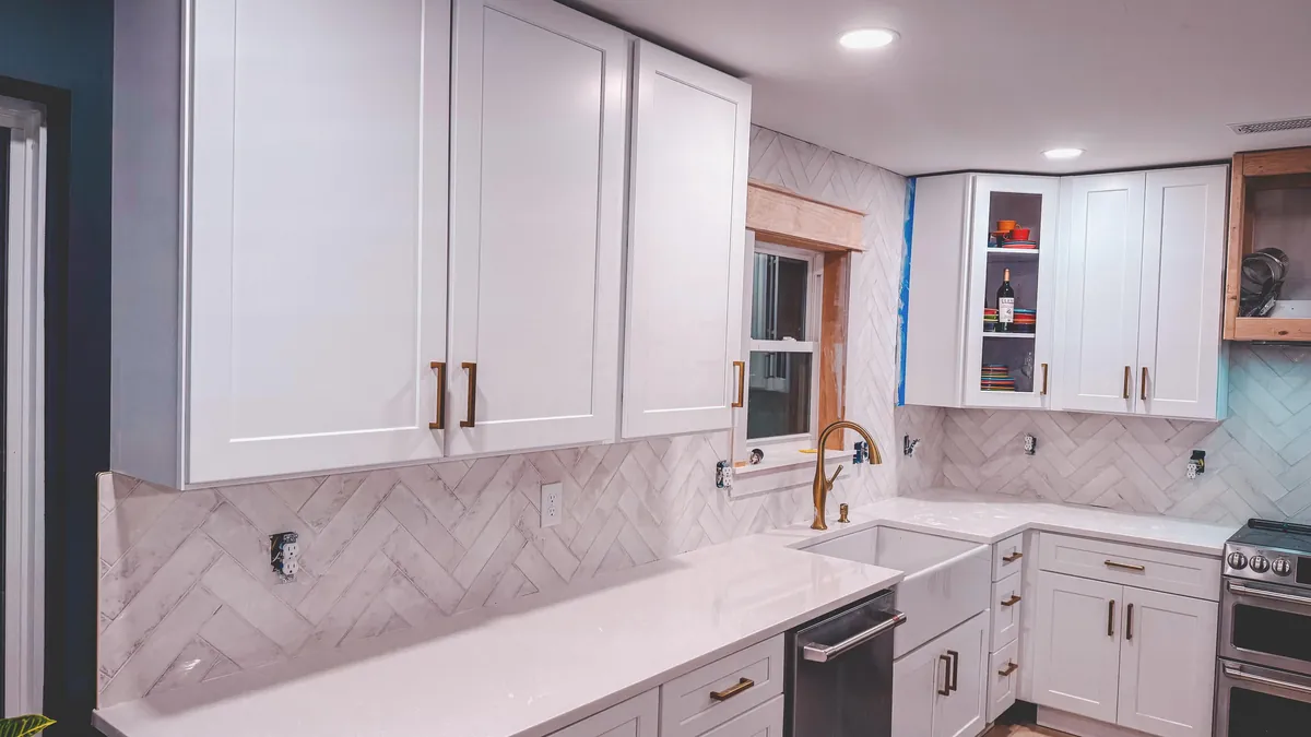 Update: Herringbone backsplash - never again