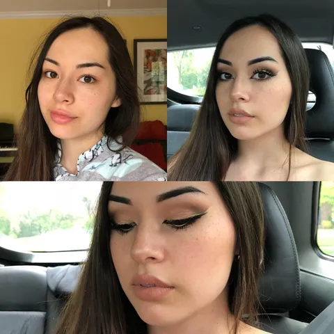 Before and after neutral glam with double liner for prom!🎉 CCW