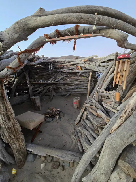 The Crow's Nest, a drift wood fort built by me on a beach in Central California