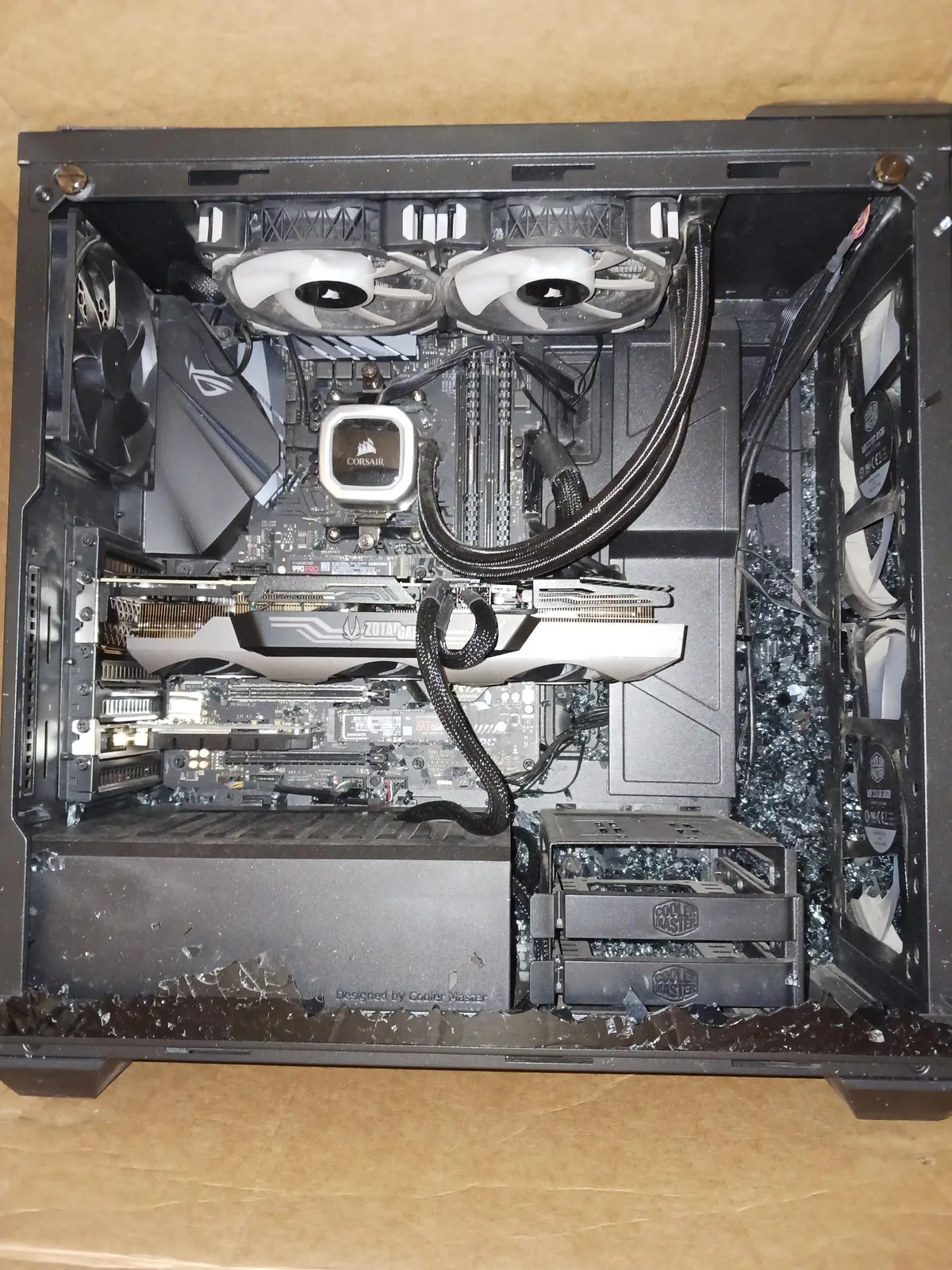 Parents decided to ship my desktop to me with almost no protection "as a gift" what am I even supposed to do here?