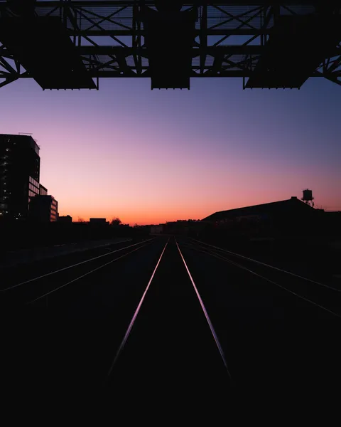Sunset railroad tracks