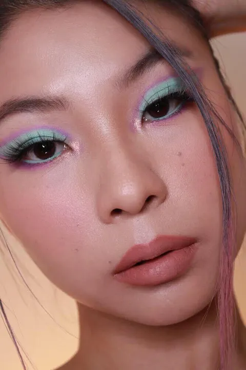 Lilac minty eyes and fresh dewy skin