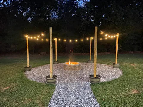 DIY fire pit; hand tools only.