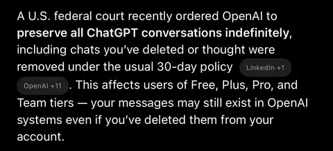 All conversations (globally) preserved indefinitely…