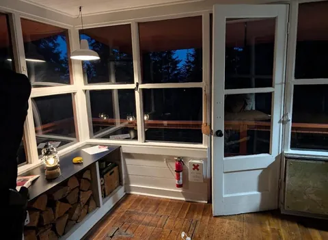 A cozy fire lookout in the middle of the forest