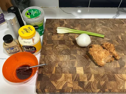 [homemade] nashville hot chicken salad sandwich. kinda.